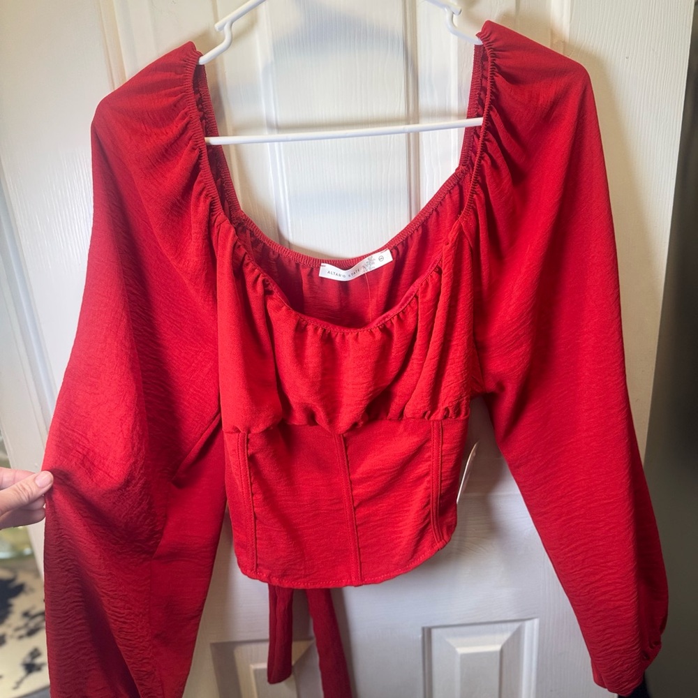NWT Altar'd State Vibrant Red Blouse